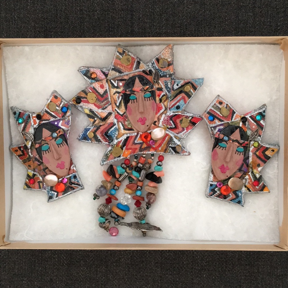 Indian Princess Earrings and Lapel Pen
